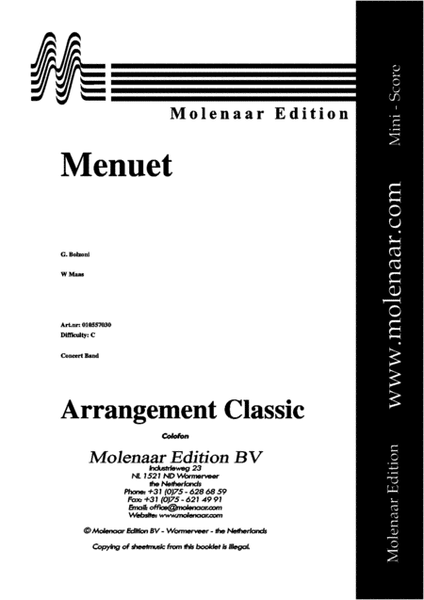 Menuet by Giovanni Bolzoni Concert Band - Sheet Music