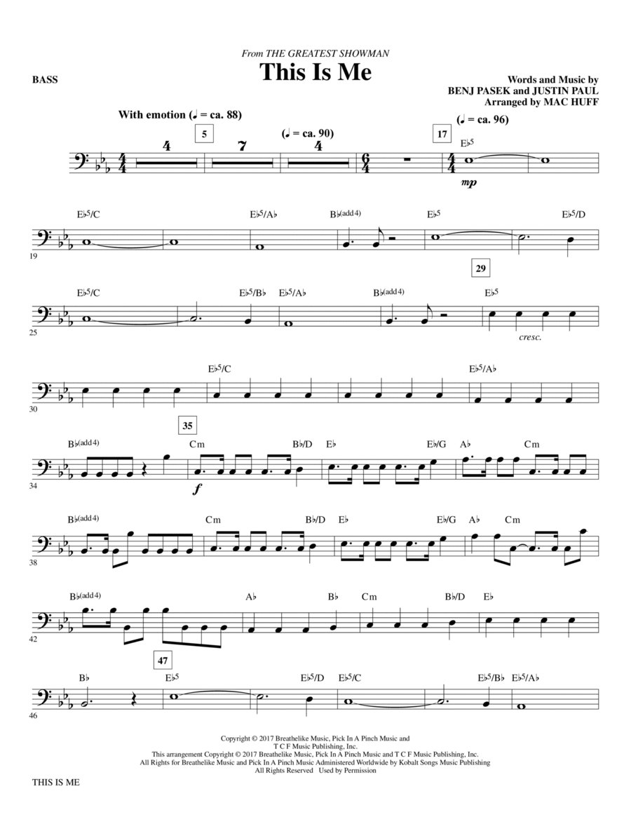 This Is Me (from The Greatest Showman) (arr. Mac Huff) - Bass Choir scores gallery preview page 1