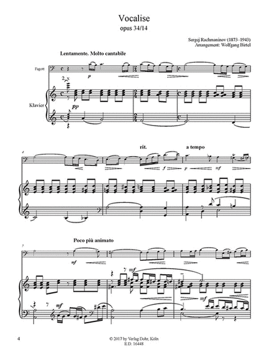Vocalise op. 34/14 (für Fagott und Klavier)