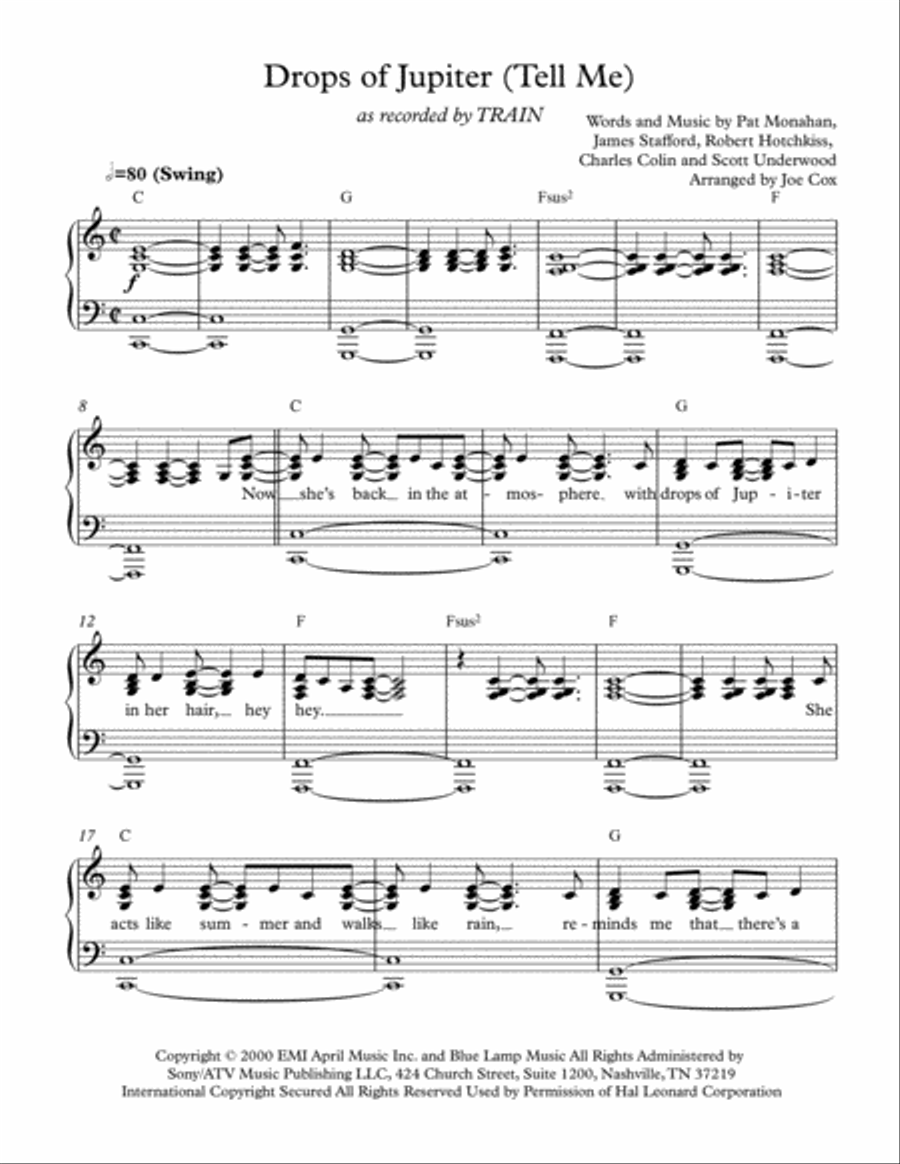 Drops Of Jupiter (Tell Me) Voice scores gallery preview page 1