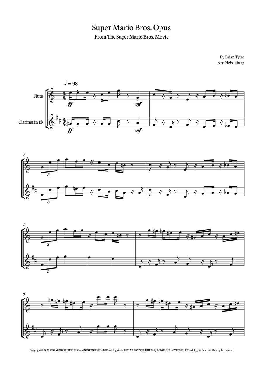 Super Mario Bros. Opus Woodwind Duet scores gallery preview page 1