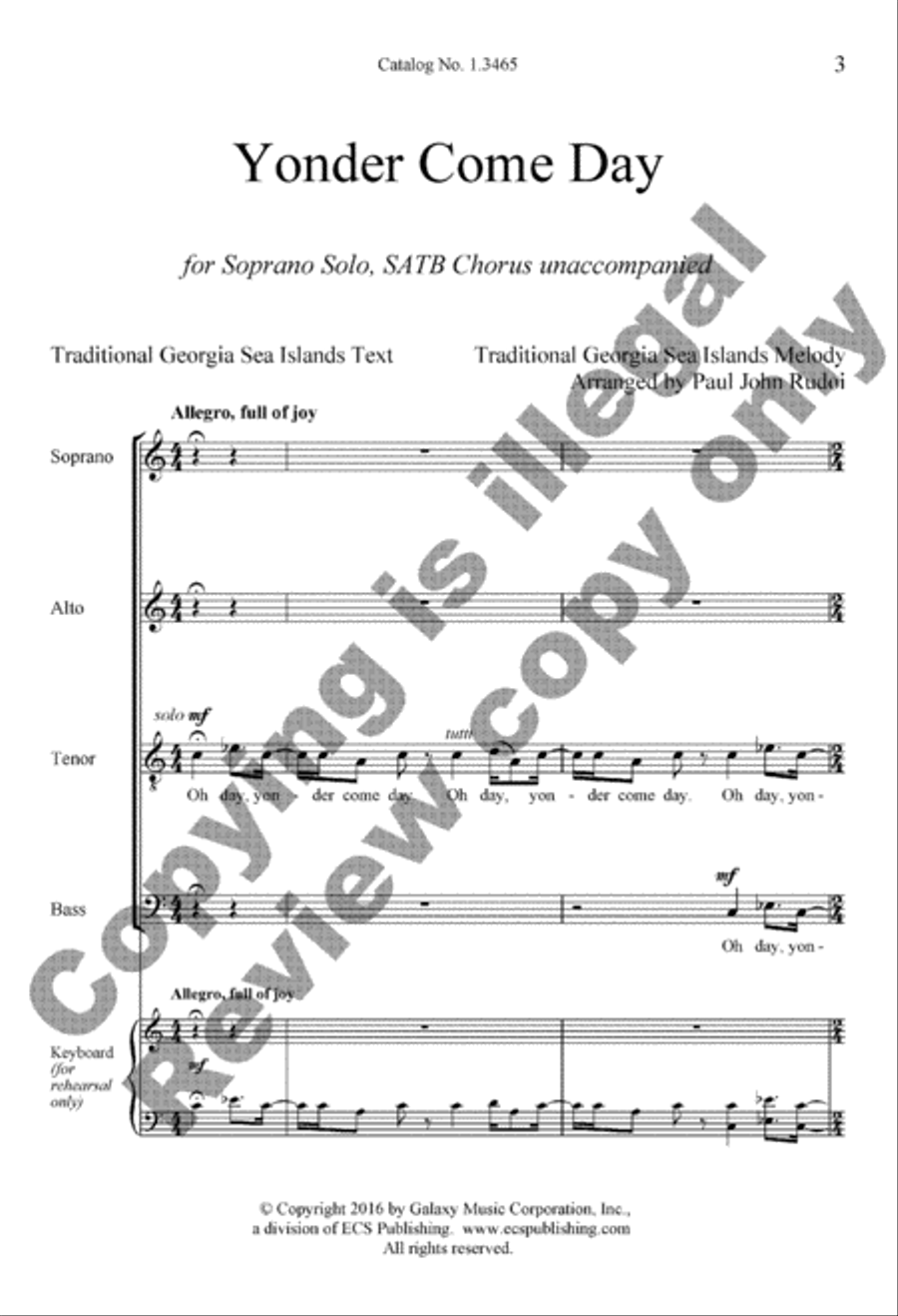 Yonder Come Day Yonder Come Day 4-Part scores gallery preview page 3