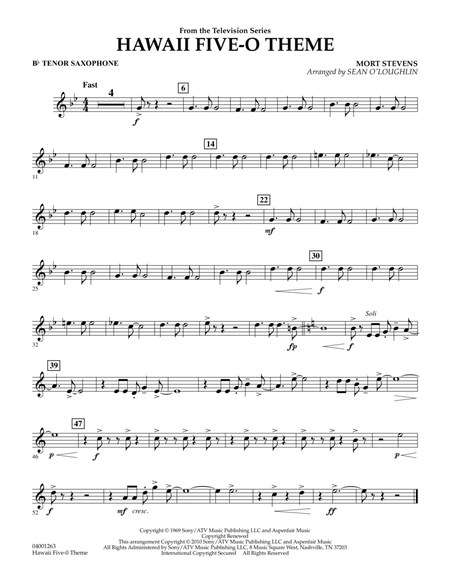 Hawaii Five-O Theme - Bb Tenor Saxophone
