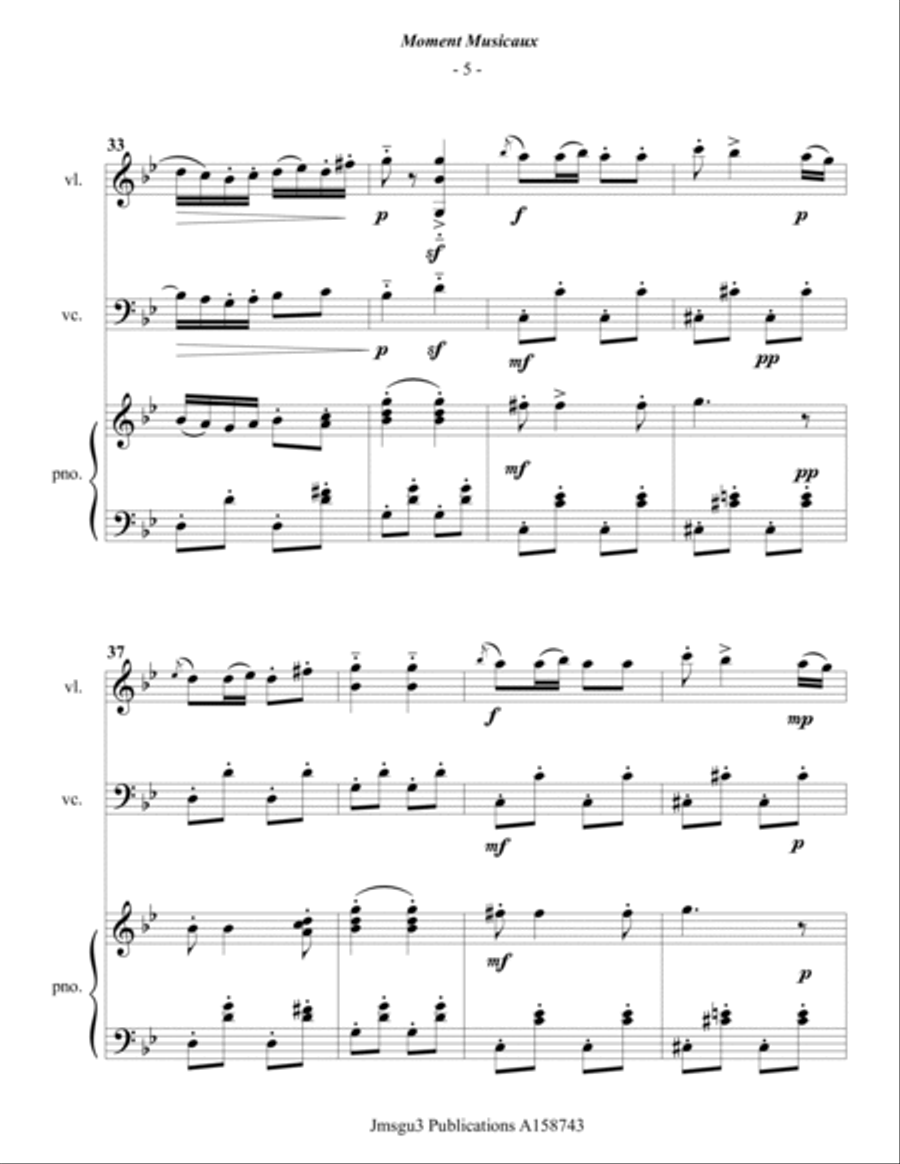 Schubert: Moment Musicaux for Piano Trio String Trio scores gallery preview page 5