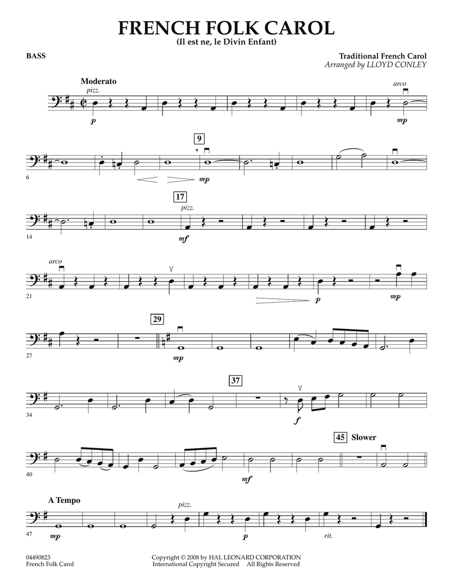 French Folk Carol - String Bass Orchestra scores gallery preview page 1