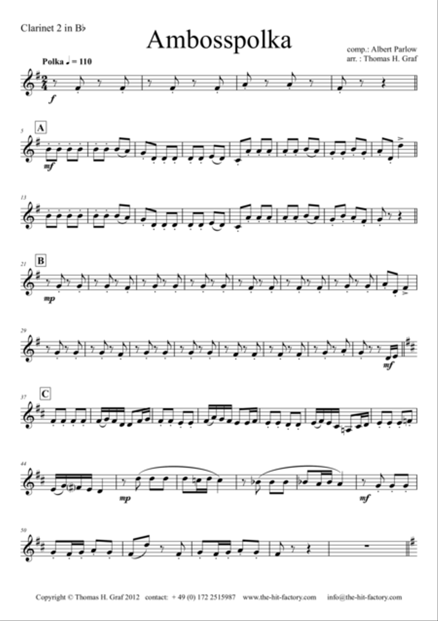 Amboss-Polka - German Polka - Oktoberfest - Clarinet Quartet Clarinet Quartet scores gallery preview page 6