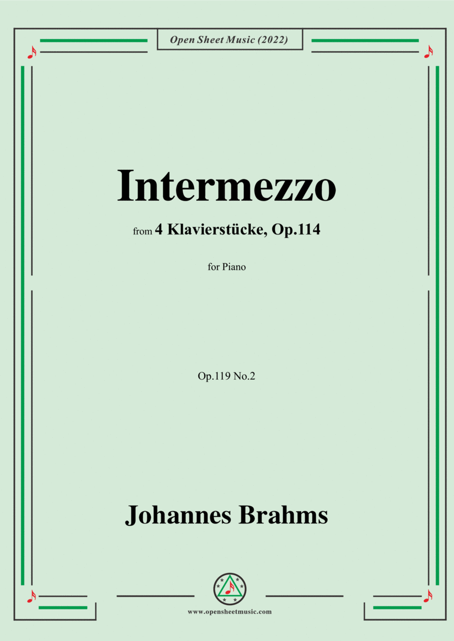 Brahms-Intermezzo,from 4 Klavierstucke,Op.119 No.2,in e minor,for Piano Piano Solo scores gallery preview page 1
