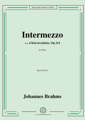 Book cover for Brahms-Intermezzo,from 4 Klavierstucke,Op.119 No.2,in e minor,for Piano