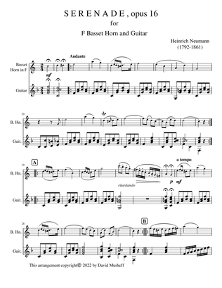 Serenade, opus 16 for Basset Horn and Guitar