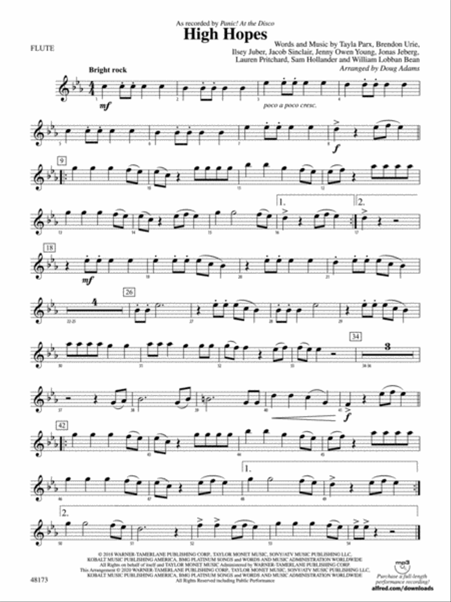High Hopes: Flute Concert Band scores gallery preview page 1
