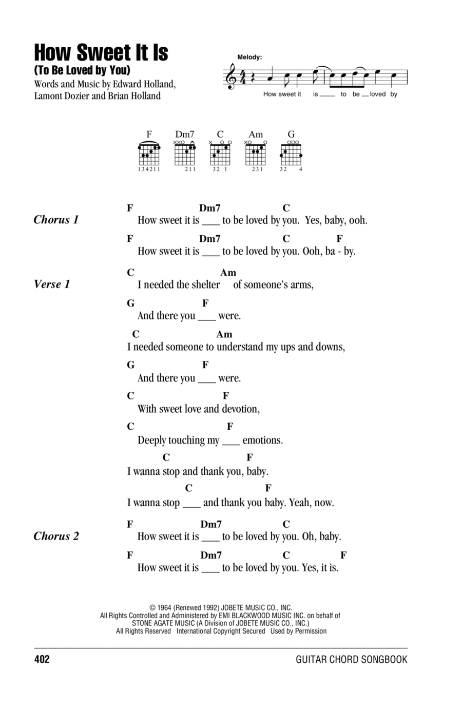 How Sweet It Is (To Be Loved By You) Acoustic Guitar scores gallery preview page 1