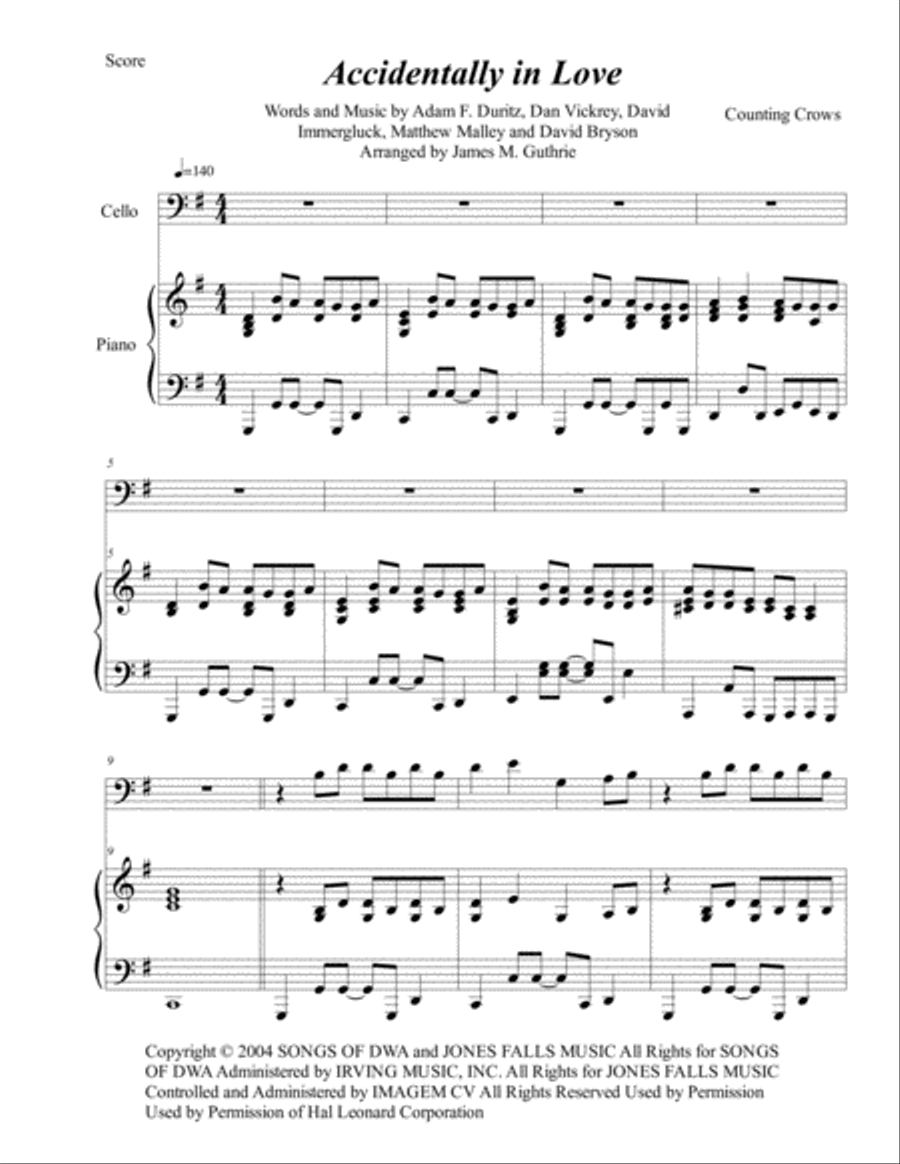 Accidentally In Love Piano scores gallery preview page 1