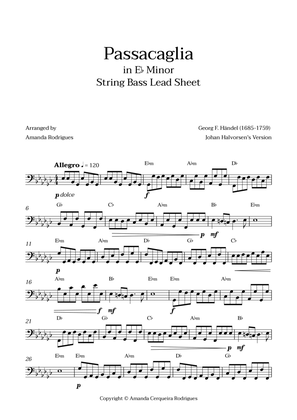 Passacaglia - Easy String Bass Lead Sheet in Ebm Minor (Johan Halvorsen's Version)