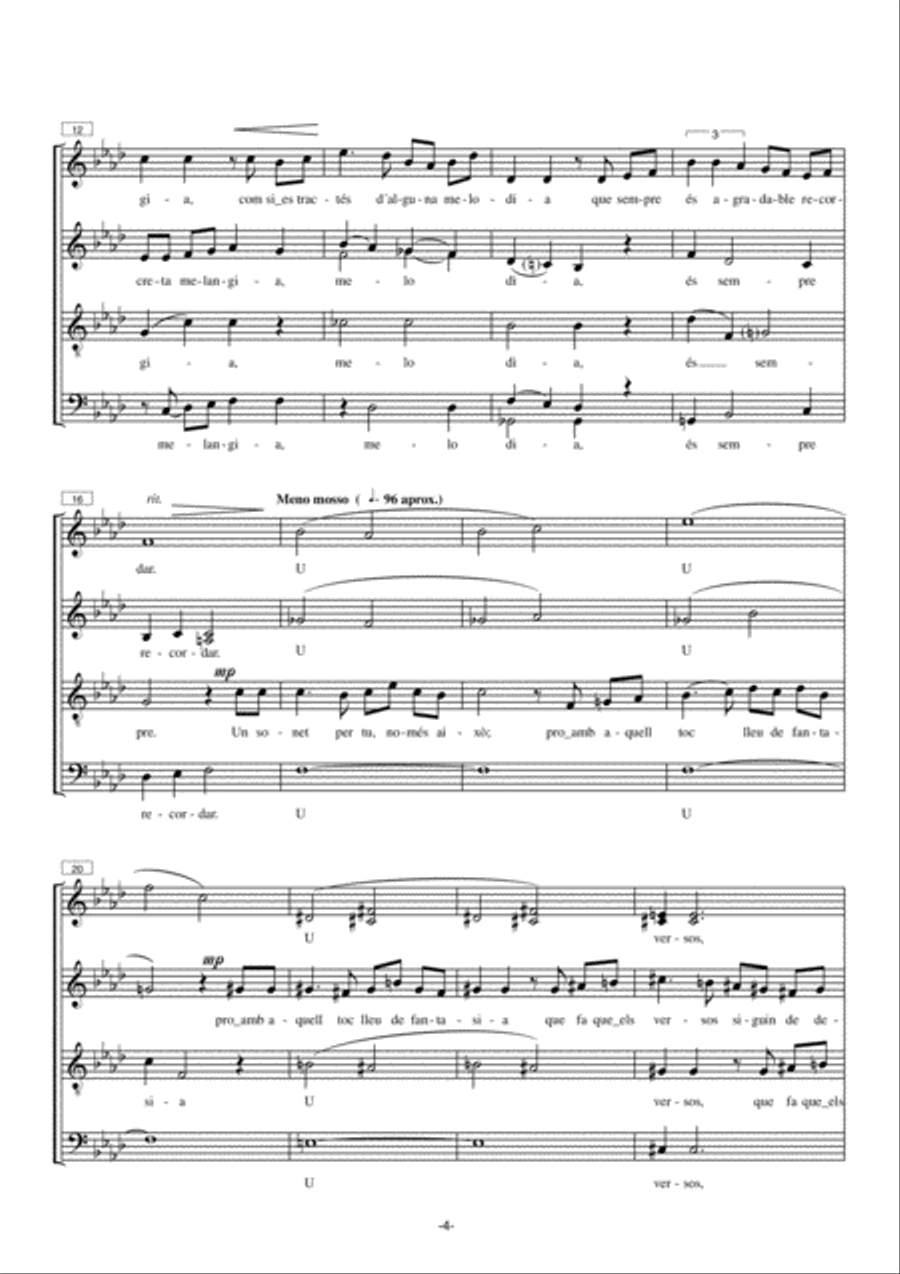Un sonet per a tu Un sonet per a tu 4-Part scores gallery preview page 4