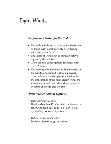 Eight Winds Choir - Digital Sheet Music