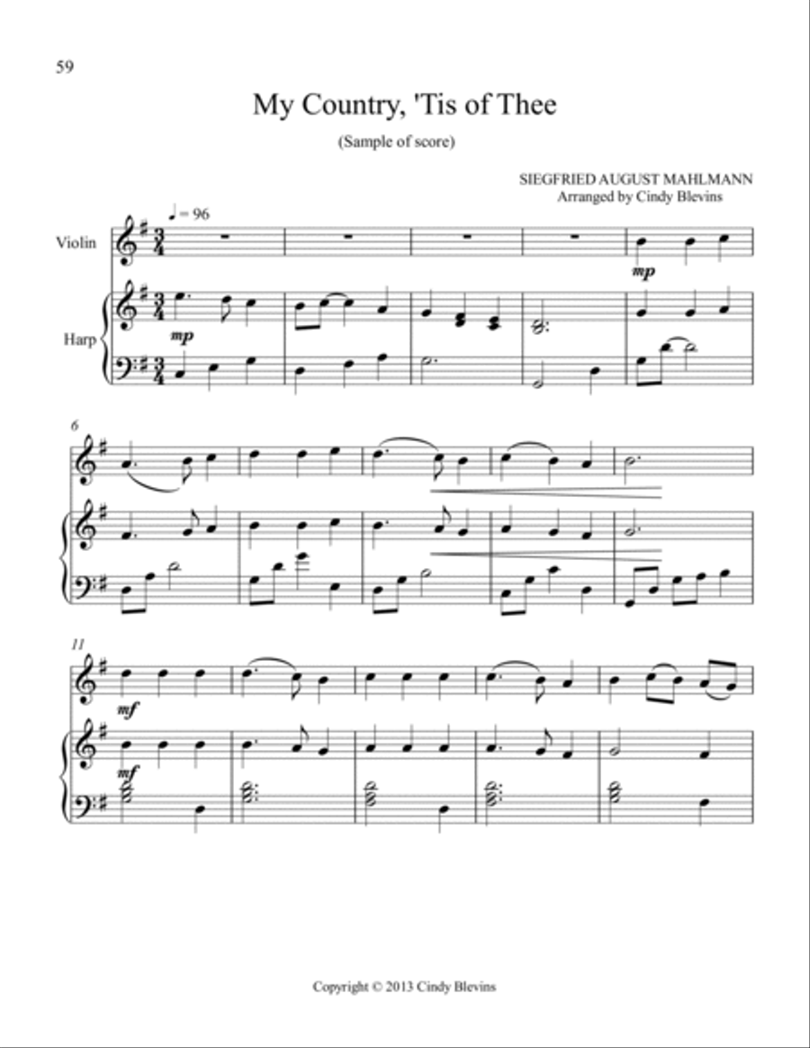 Harp and Violin (Play Hymns and Patriotic Songs) String Duet scores gallery preview page 4