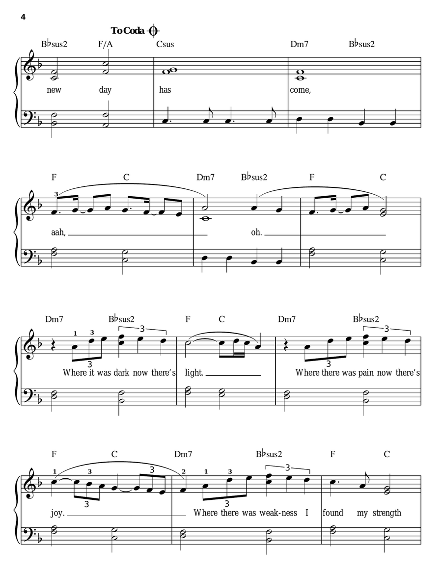 A New Day Has Come A New Day Has Come Easy Piano scores gallery preview page 4