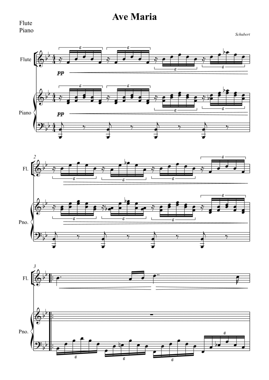 Ave Maria For Flute Flute scores gallery preview page 1