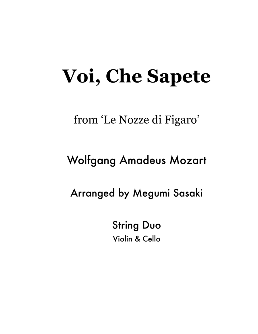 Voi che sapete String Duet scores gallery preview page 1