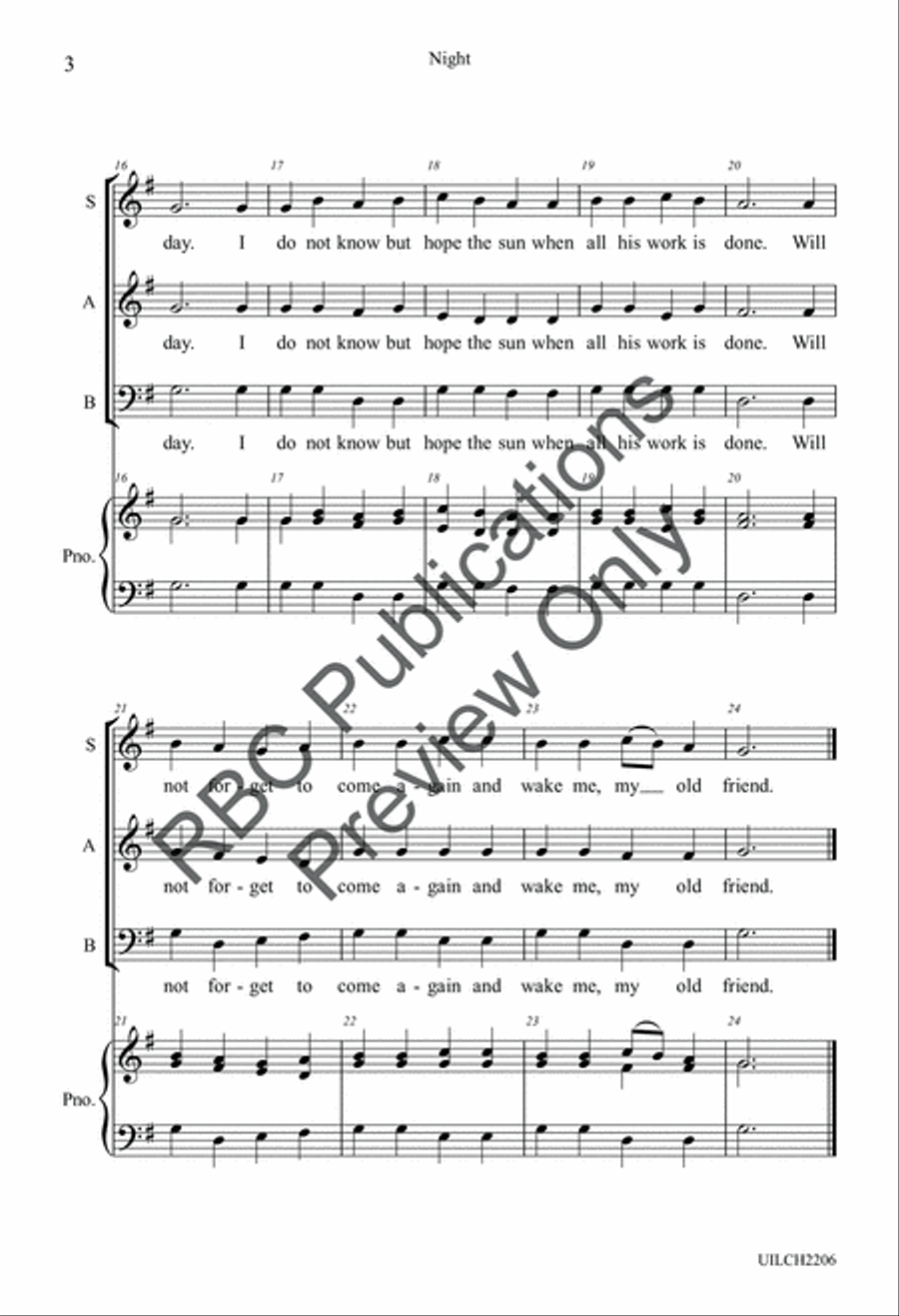 Night (SAB) 3-Part scores gallery preview page 5