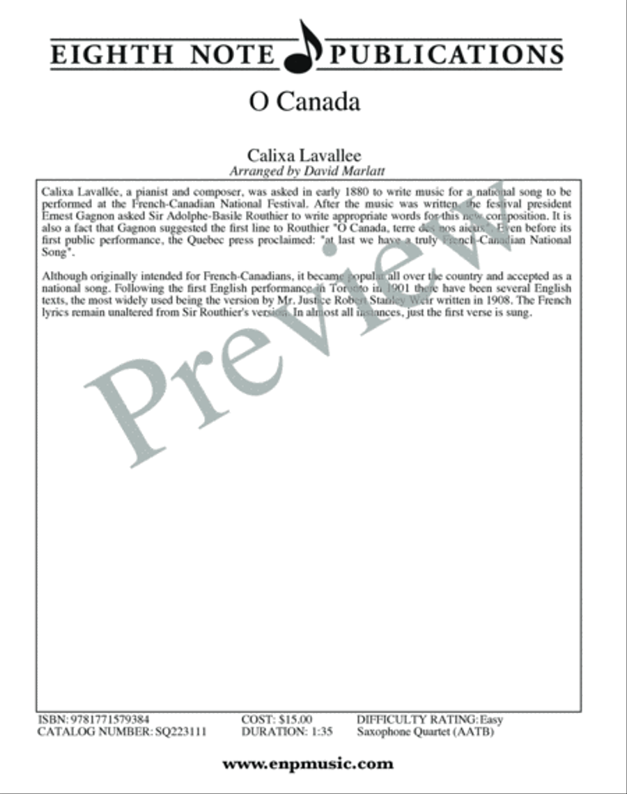 O Canada O Canada Small Ensemble scores gallery preview page 2