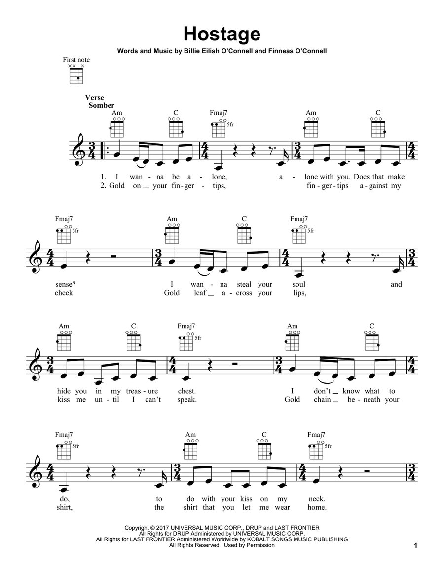 hostage Ukulele scores gallery preview page 1