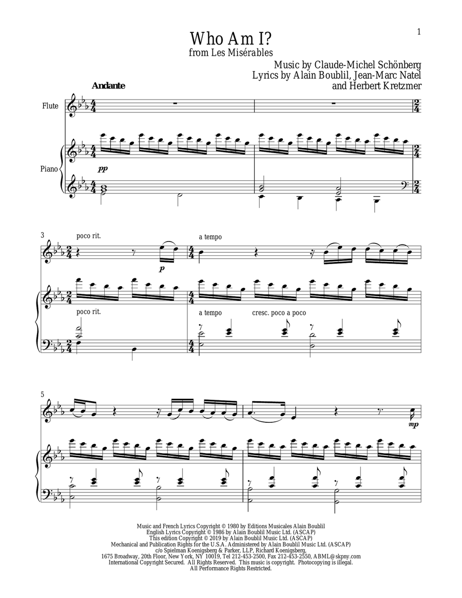 Who Am I? (from Les Miserables) Flute Solo scores gallery preview page 1