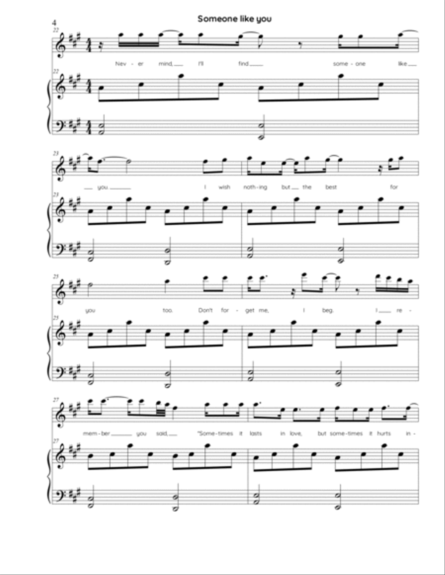 Someone Like You Easy Piano scores gallery preview page 4