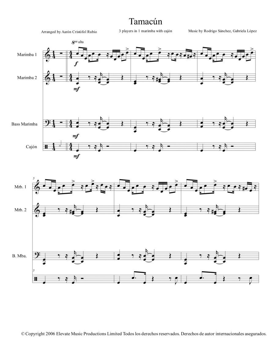 Tamacun Percussion scores gallery preview page 1
