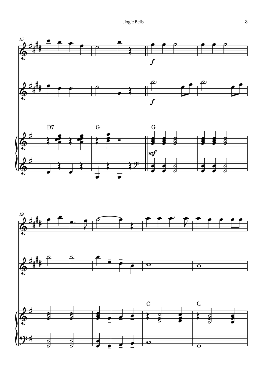 Jingle Bells Woodwind Duet scores gallery preview page 3