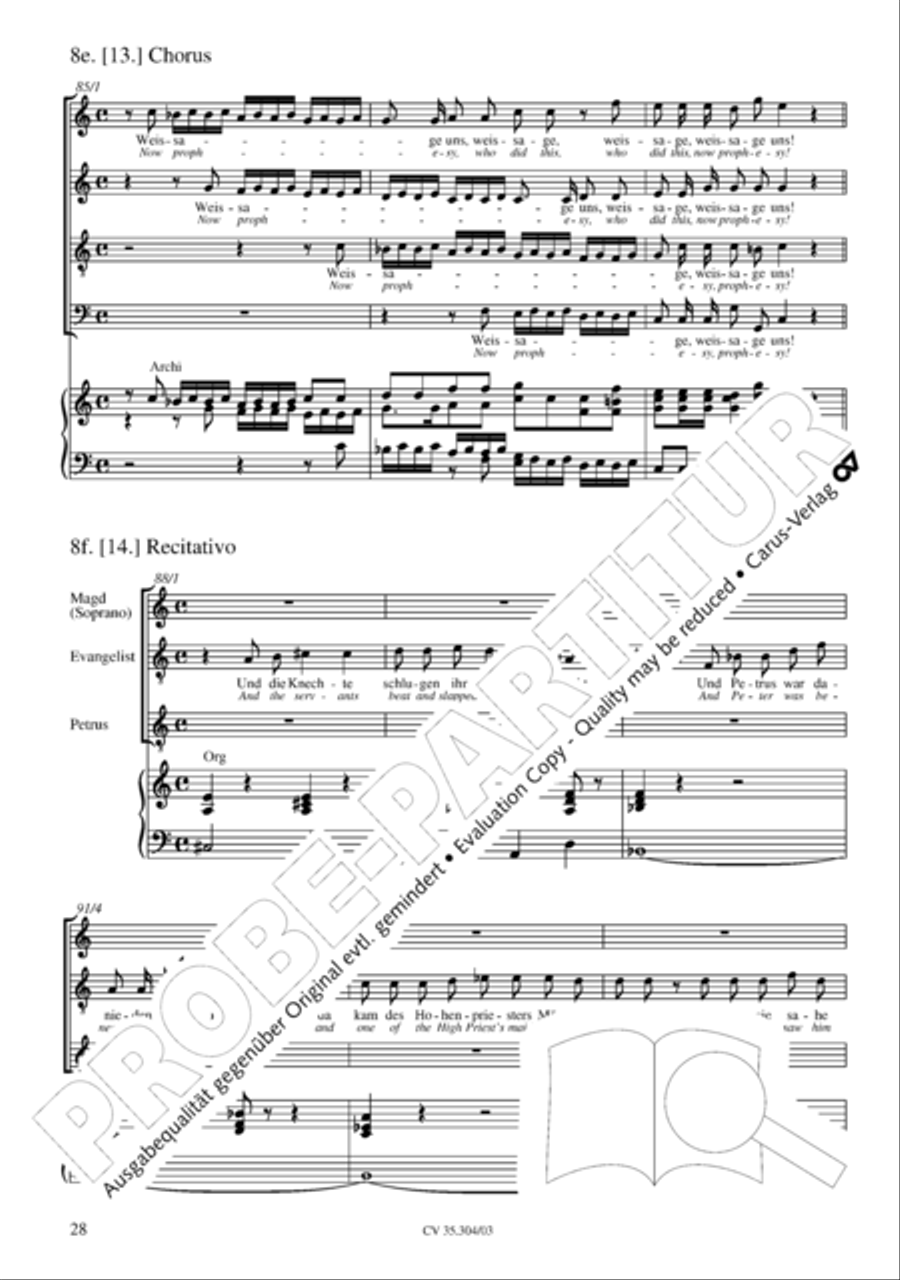 St. Mark Passion (Markus-Passion) 4-Part scores gallery preview page 29
