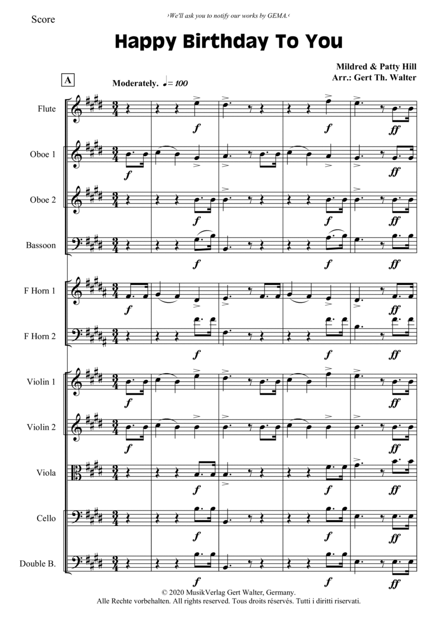 Happy Birthday To You Happy Birthday To You Chamber Orchestra scores gallery preview page 1