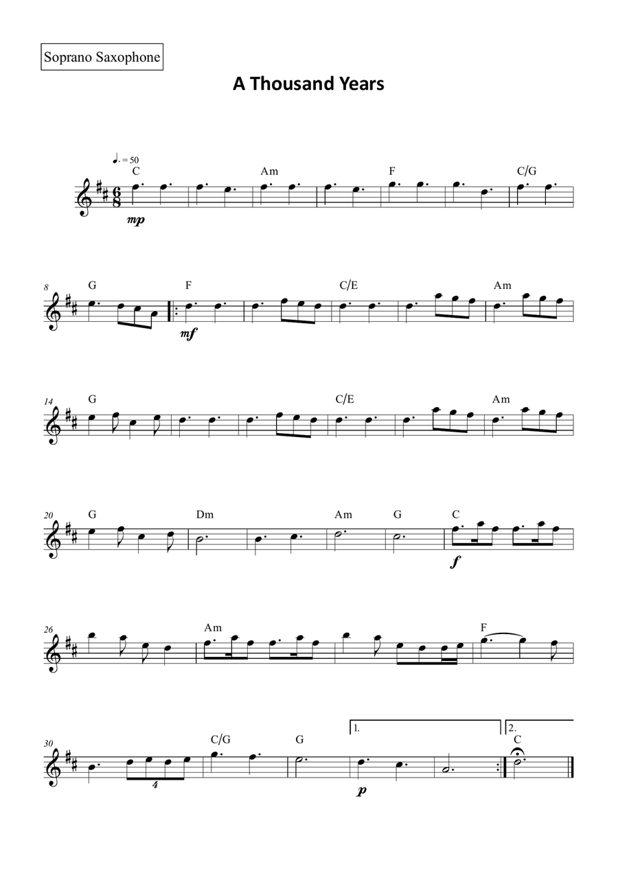 A Thousand Years Saxophone Quintet scores gallery preview page 4