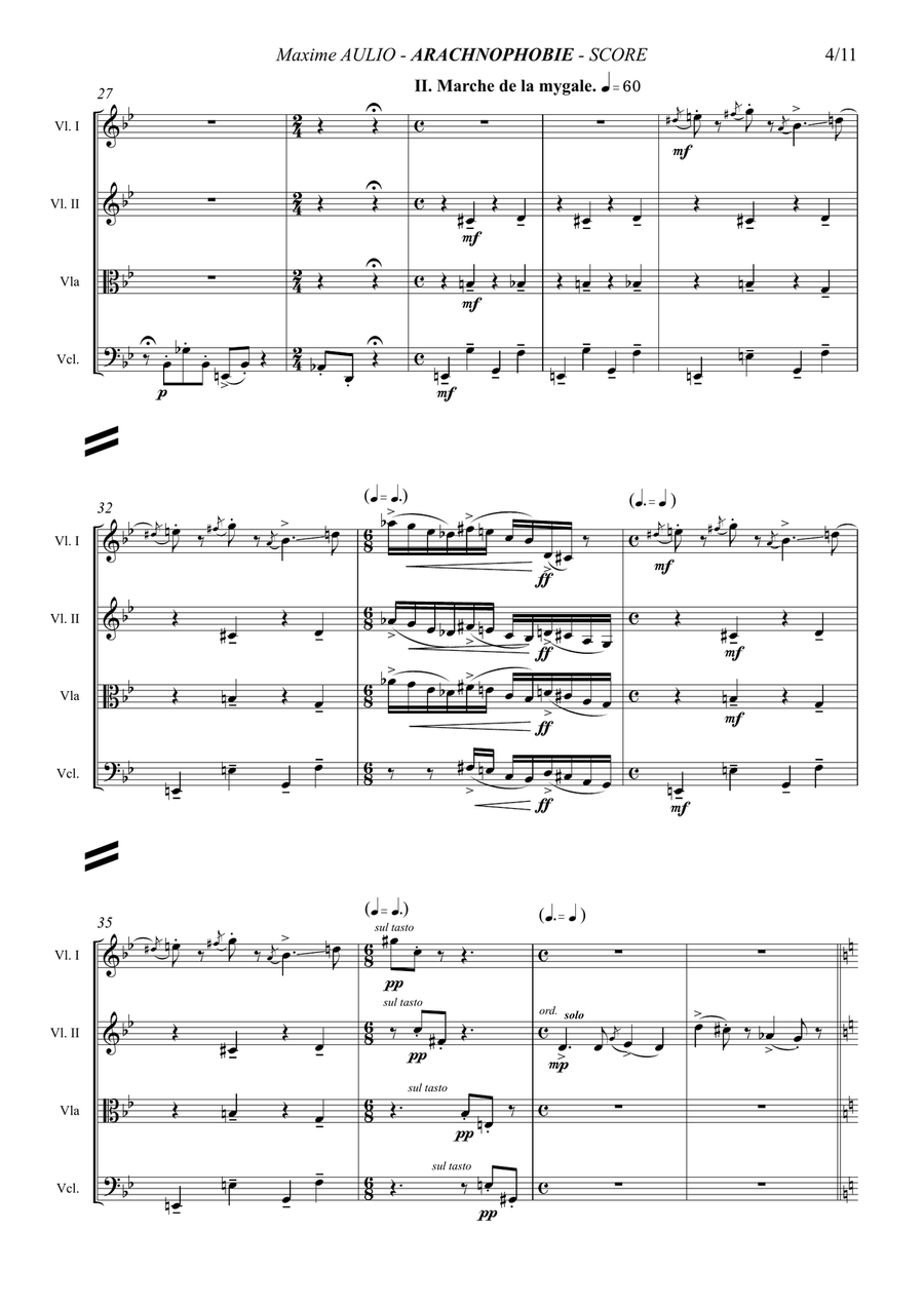 Arachnophobia, for string quartet - score String Quartet scores gallery preview page 4