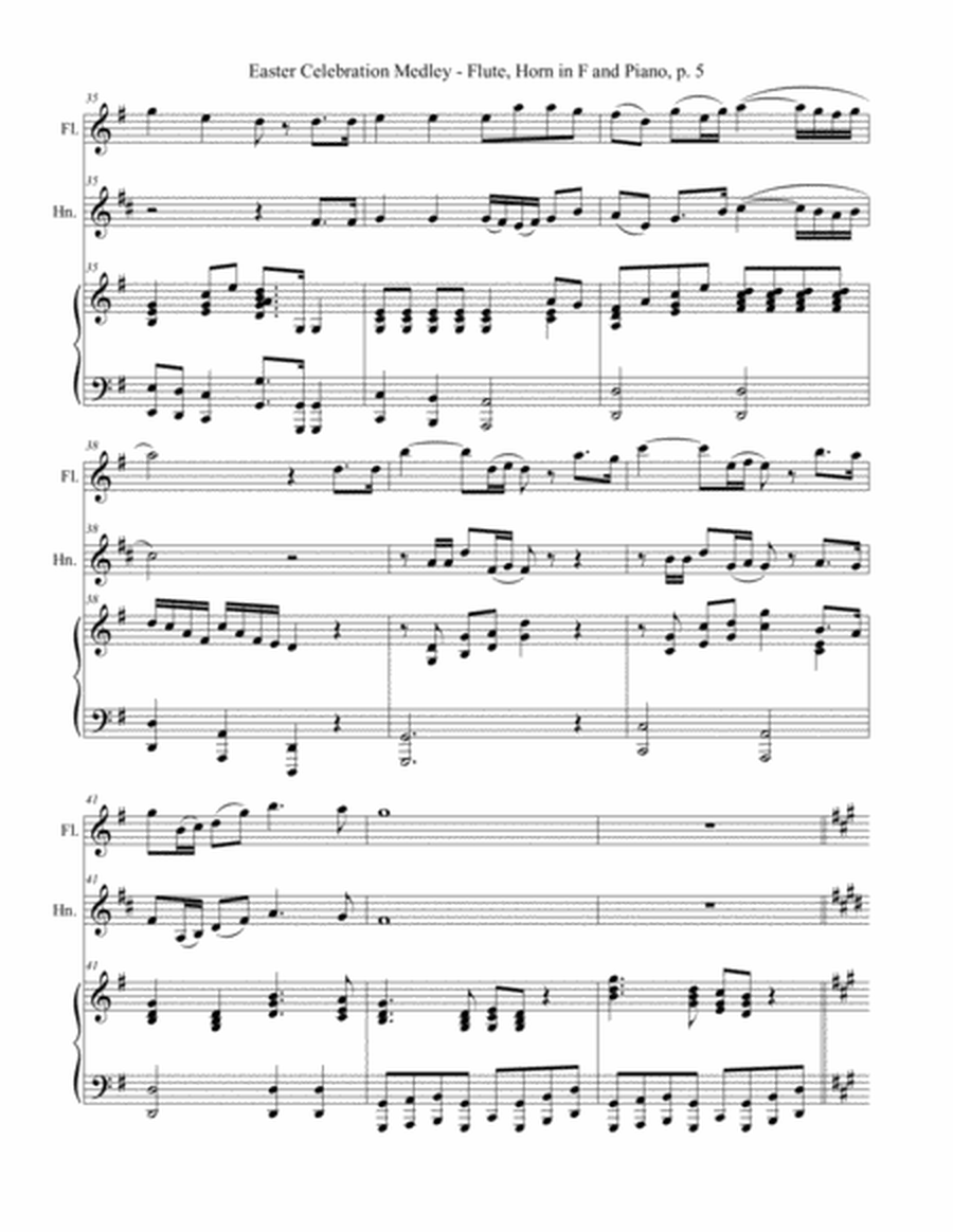 EASTER CELEBRATION MEDLEY (for Flute, Horn in F and Piano with Instrument Parts) image number null