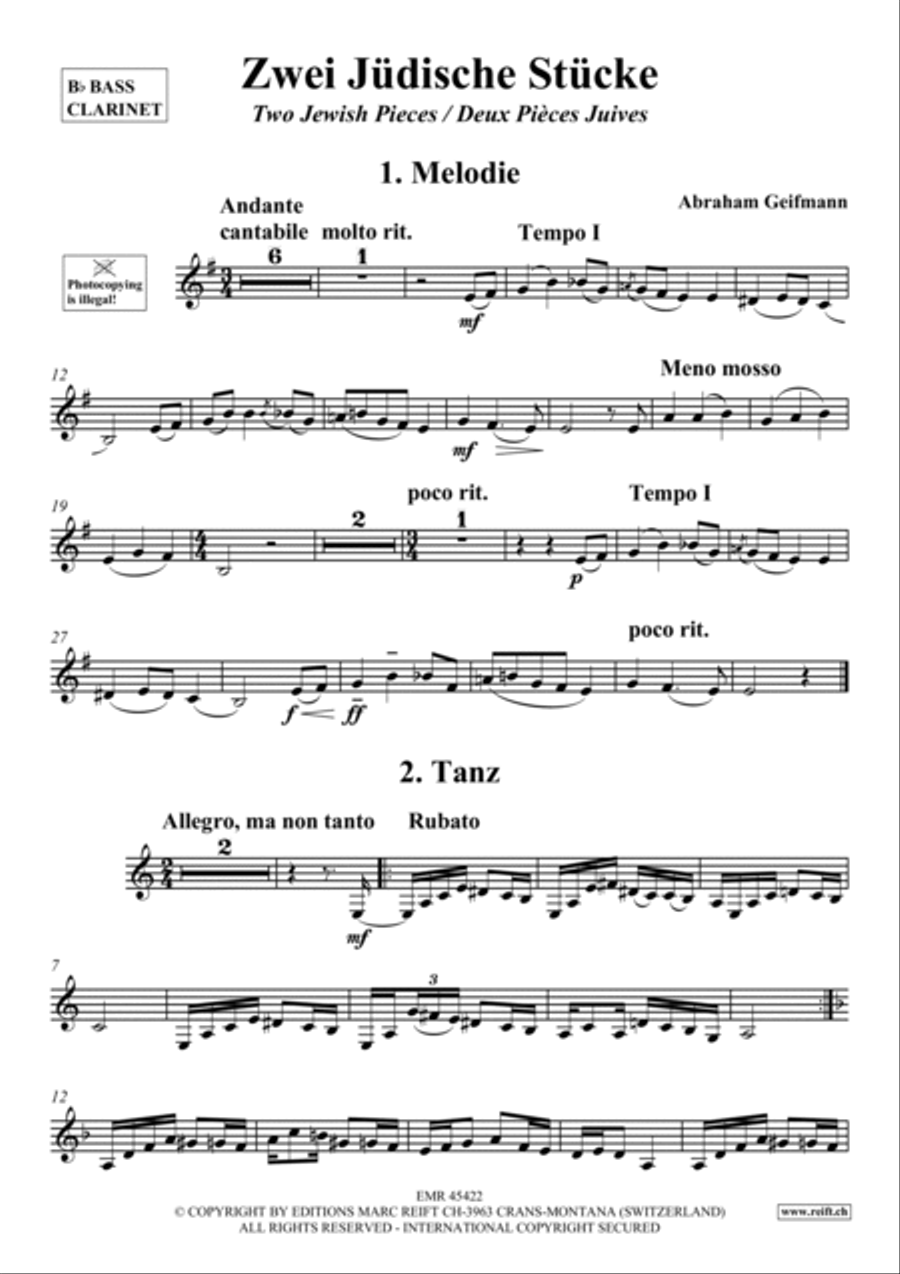 Zwei Judische Stucke Bass Clarinet scores gallery preview page 2