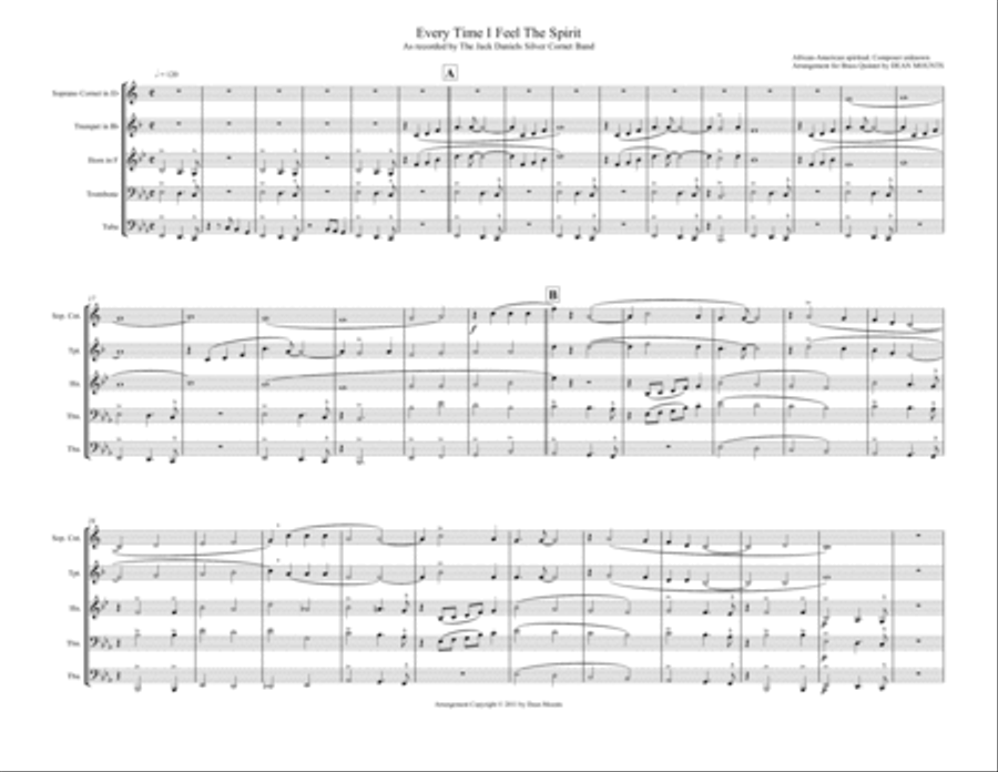 Every Time I Feel The Spirit (brass quintet) Brass Quintet scores gallery preview page 1