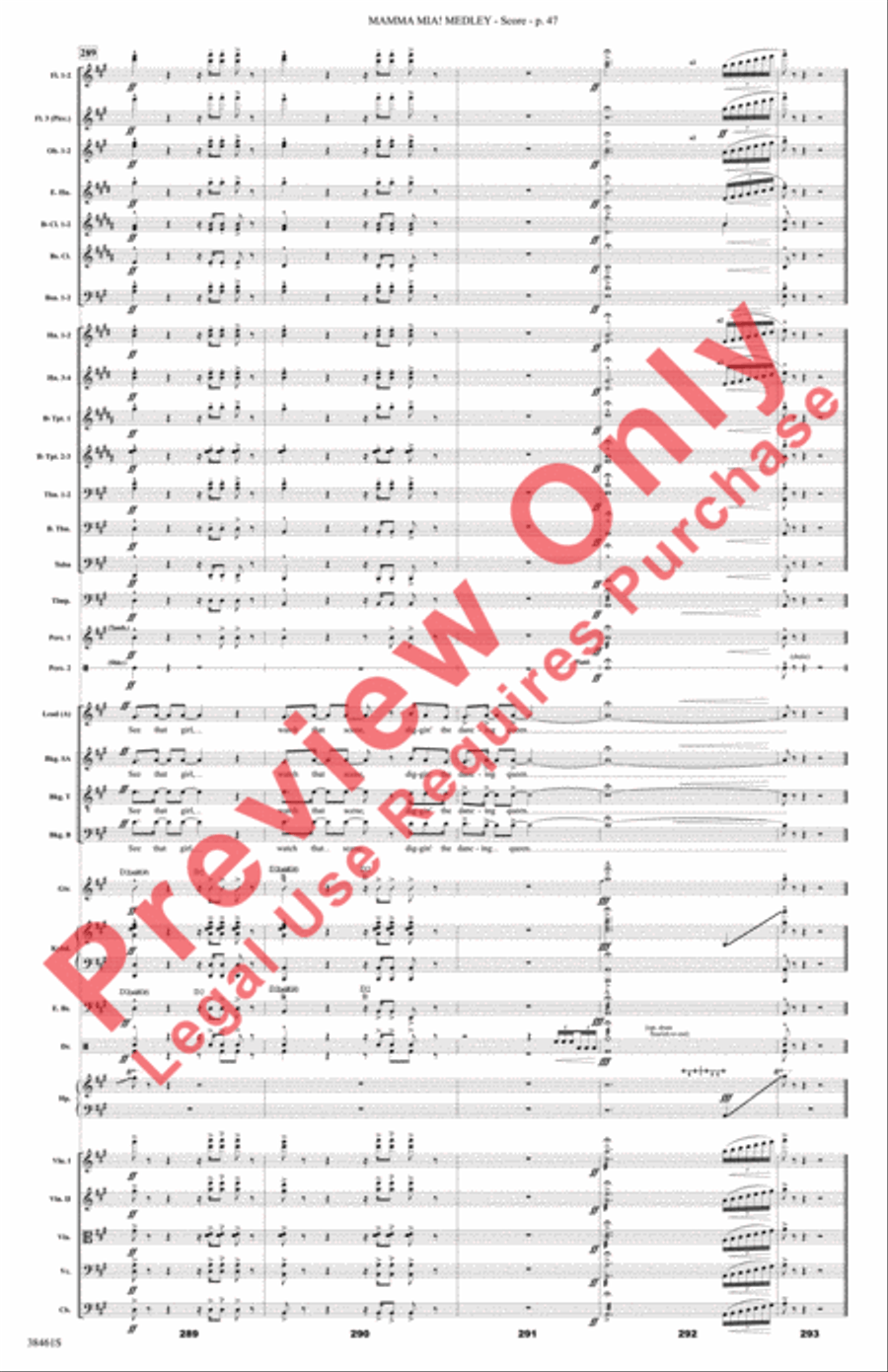 Mamma Mia! Medley Full Orchestra scores gallery preview page 48