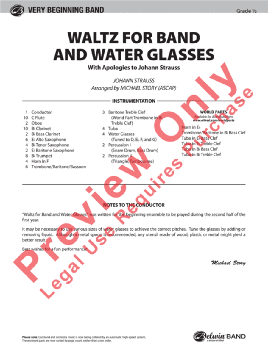Waltz for Band and Water Glasses (with Apologies to Johann Strauss) Concert Band scores gallery preview page 2