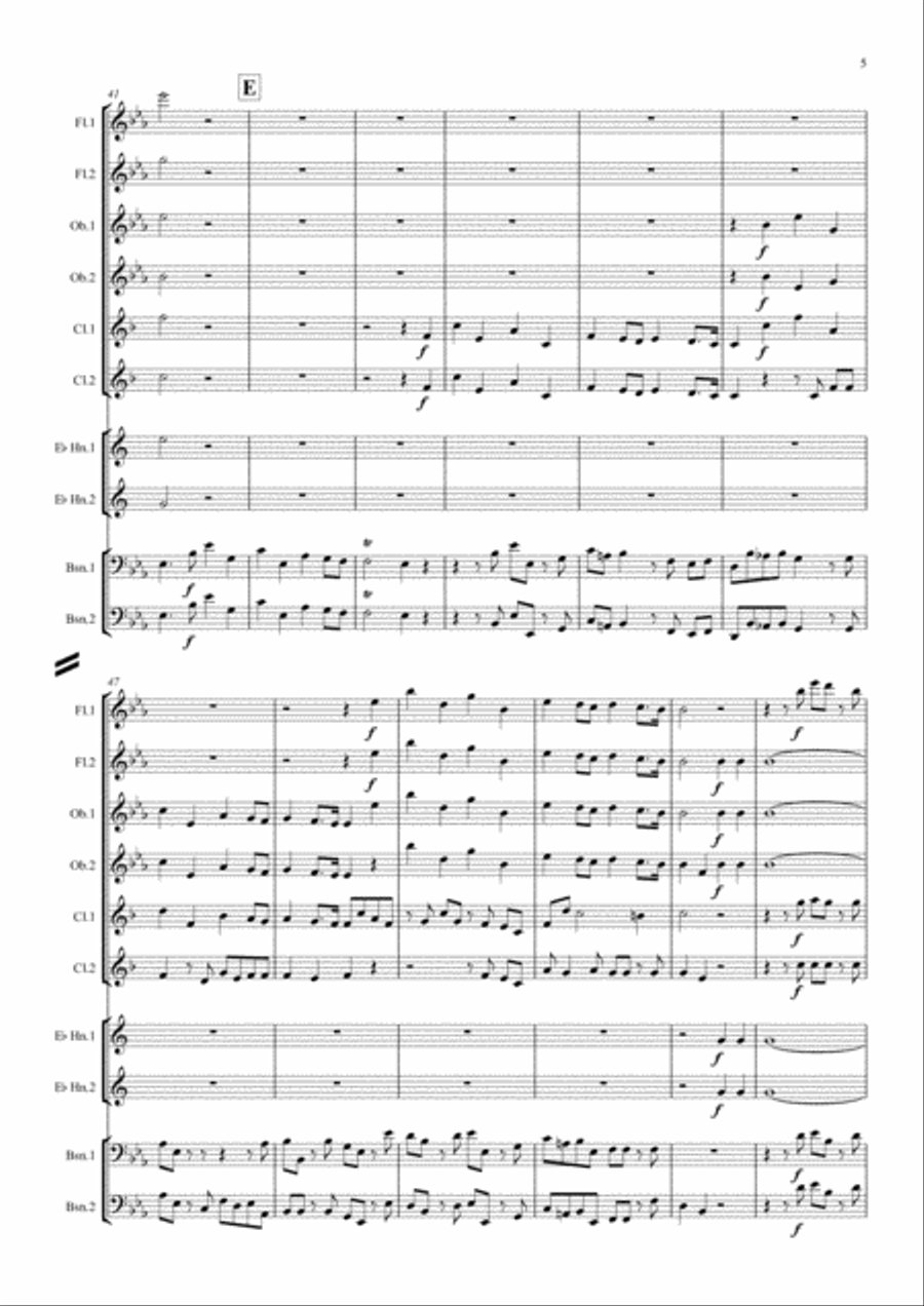 Handel: Messiah (Der Messias) Hallelujah Chorus (transposed into Eb)- wind dectet (10 players) Choir scores gallery preview page 5