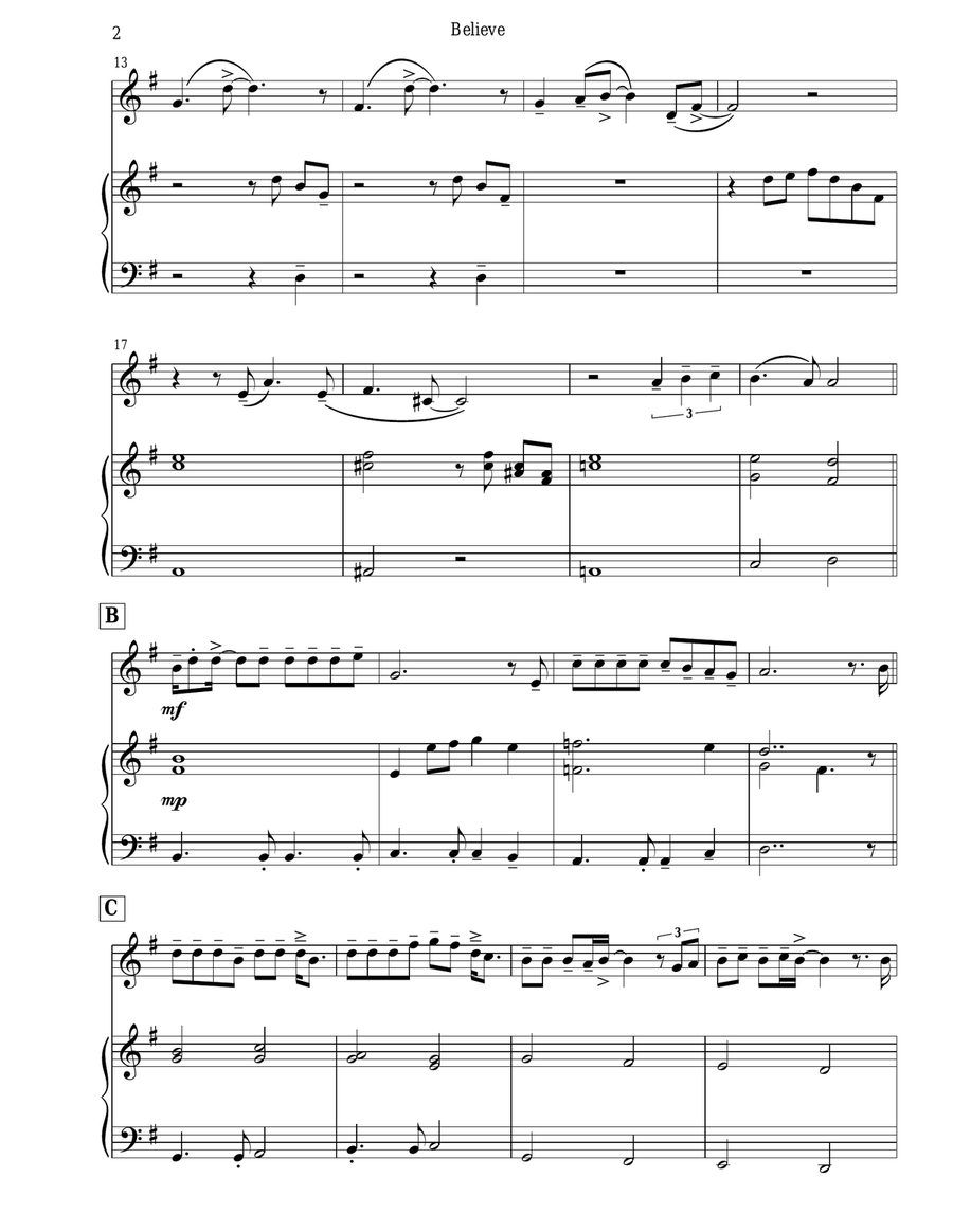 Believe Tenor Recorder scores gallery preview page 4