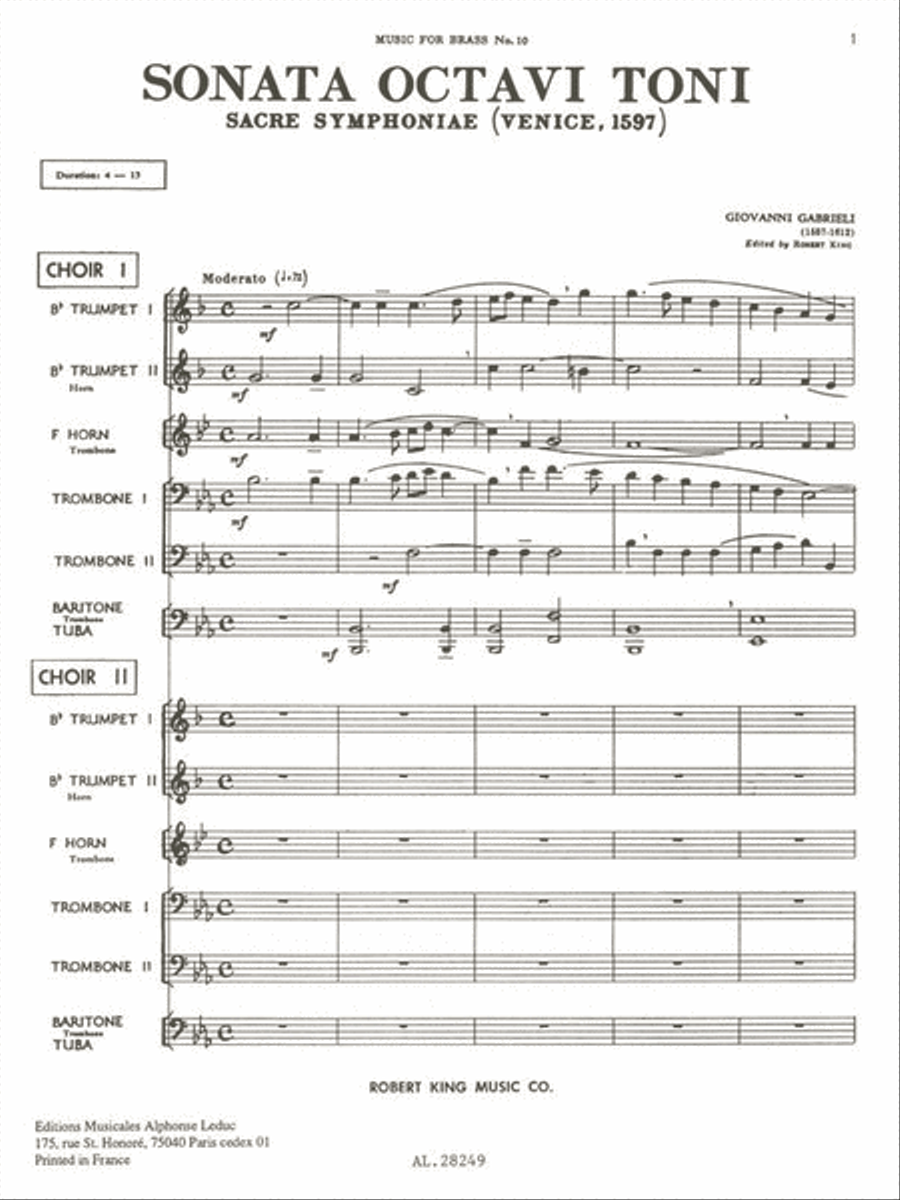 Sonata Octavi Toni Brass Ensemble Sc/pts Mfb 10 Brass Ensemble scores gallery preview page 2