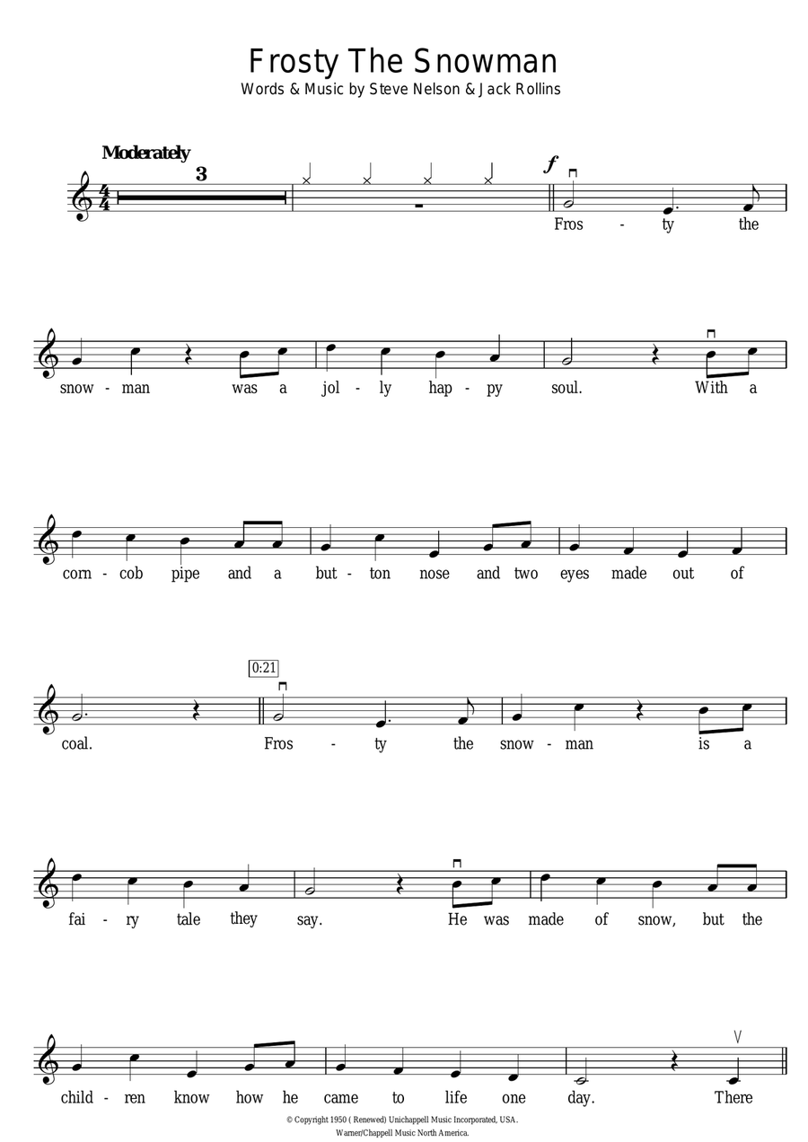 Frosty The Snowman Violin Solo scores gallery preview page 1