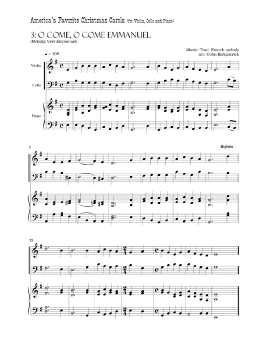America's Favorite Christmas Carols arranged for Violin, Cello and Piano Piano Trio scores gallery preview page 5