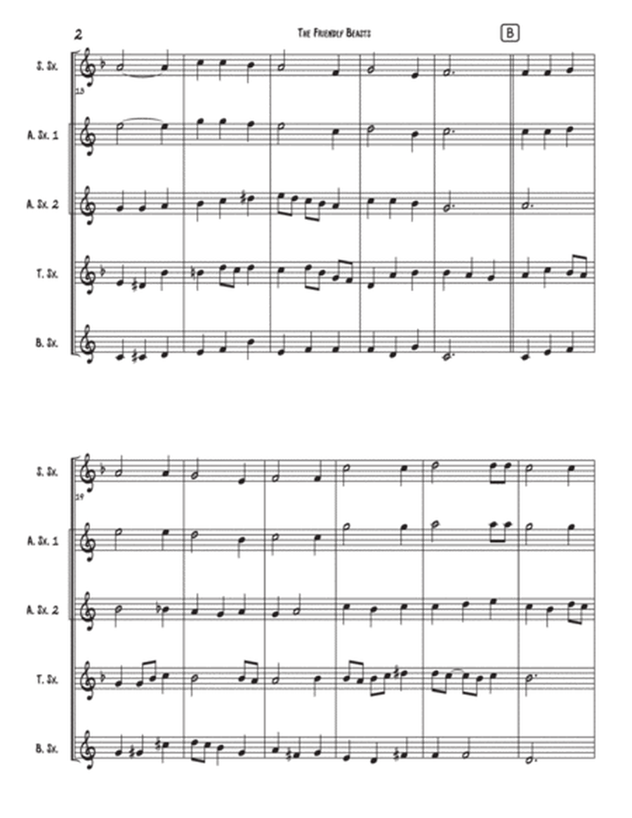 The Friendly Beasts Saxophone Quartet(SATB or AATB) image number null