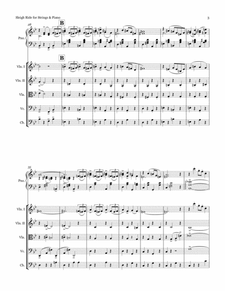 Sleigh Ride - String Quartet/Quintet & Piano - Score & Parts image number null