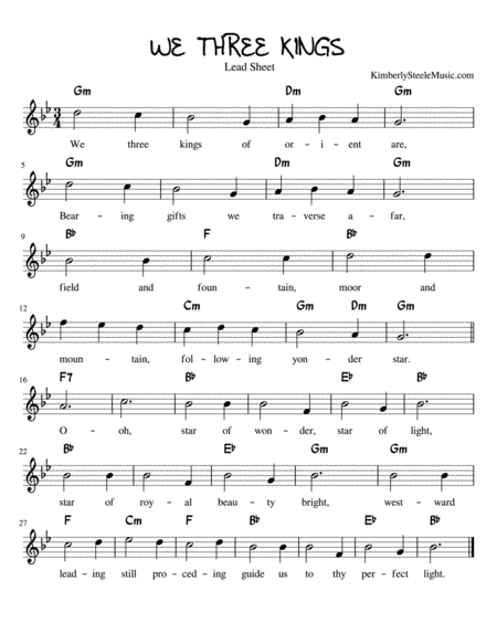 We Three Kings Lead Sheet