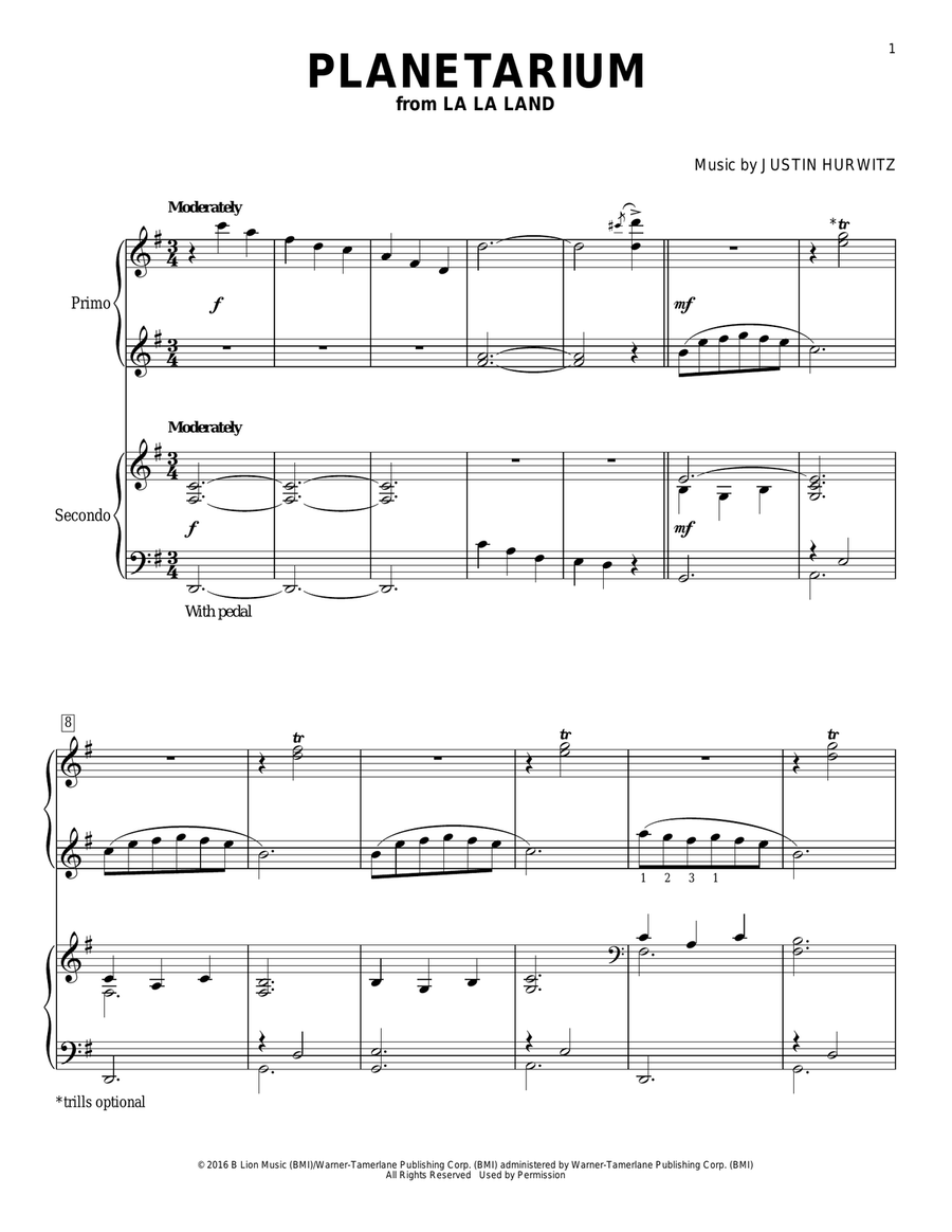 Planetarium Piano Duet scores gallery preview page 1