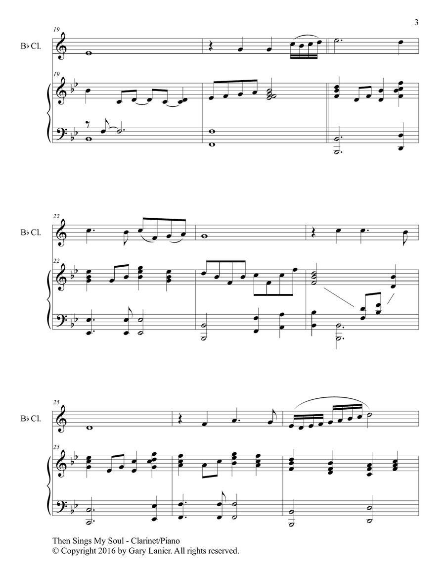 THEN SINGS MY SOUL (For Bb Clarinet & Piano with Parts) B-Flat Clarinet scores gallery preview page 4