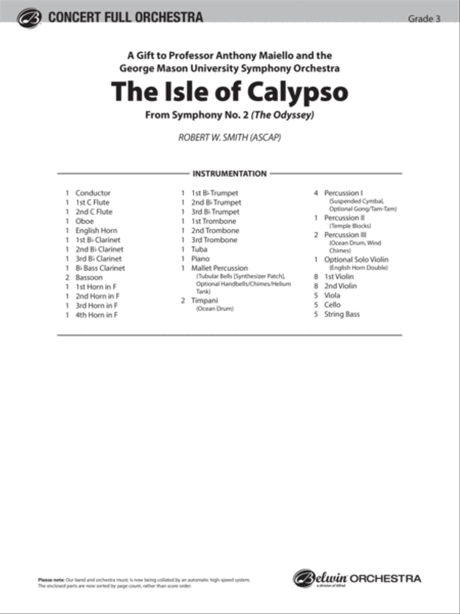 The Isle of Calypso (from The Odyssey (Symphony No. 2)): Score Full Orchestra scores gallery preview page 1